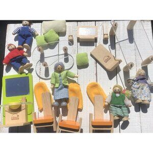 Educo Wooden Dollhouse Furniture Melissa Doug Doll Lot Montessori Wood HTF Set